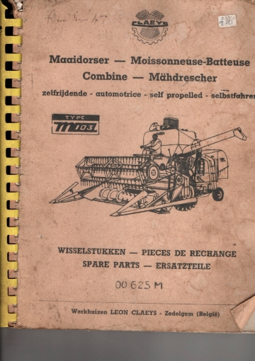 Afbeeldingen van Claeys M103 onderdelenboek